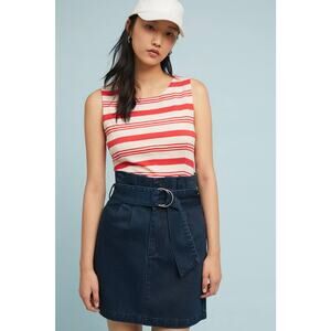 New Anthropologie Mauritius Striped Top by Vanessa Virginia SMALL Red Motif